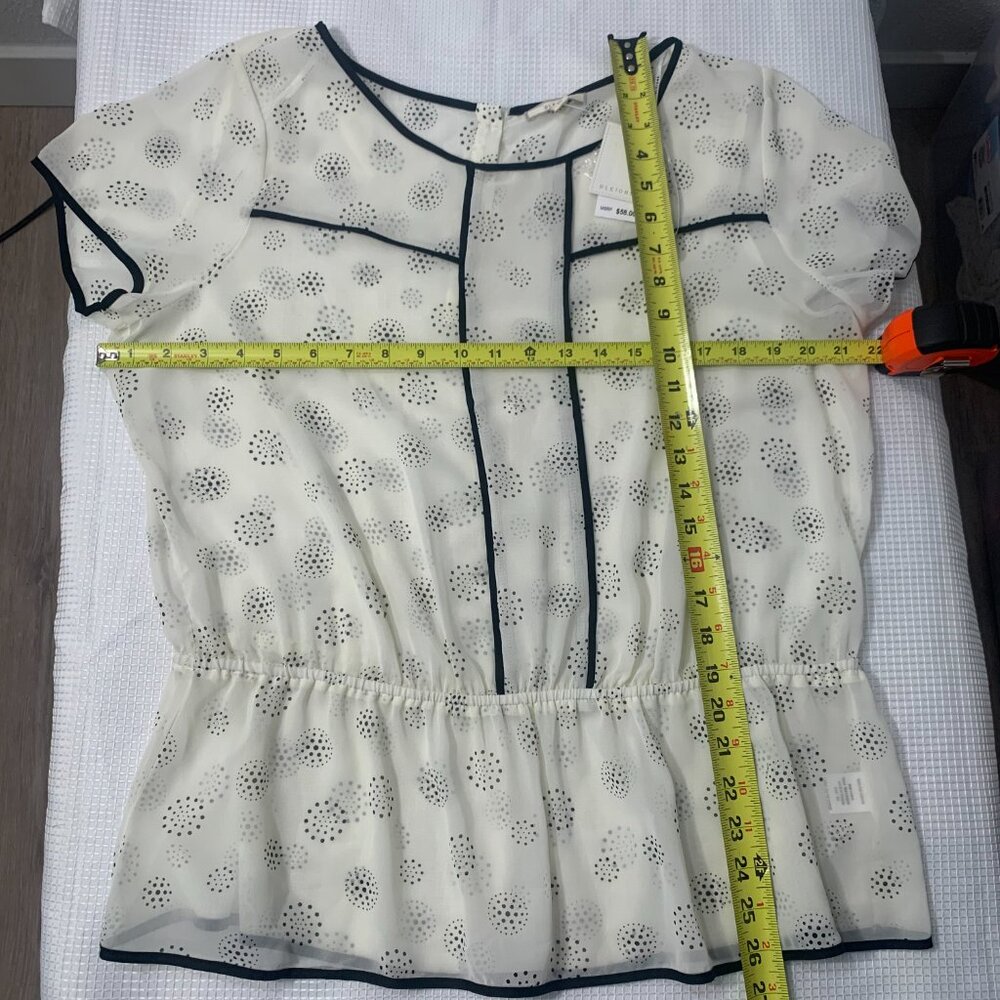 (F-181)Pleione Ivory Black Speckled Peplum Blouse Top Women’s Sz XL Short Sleeve - Picture 9 of 9